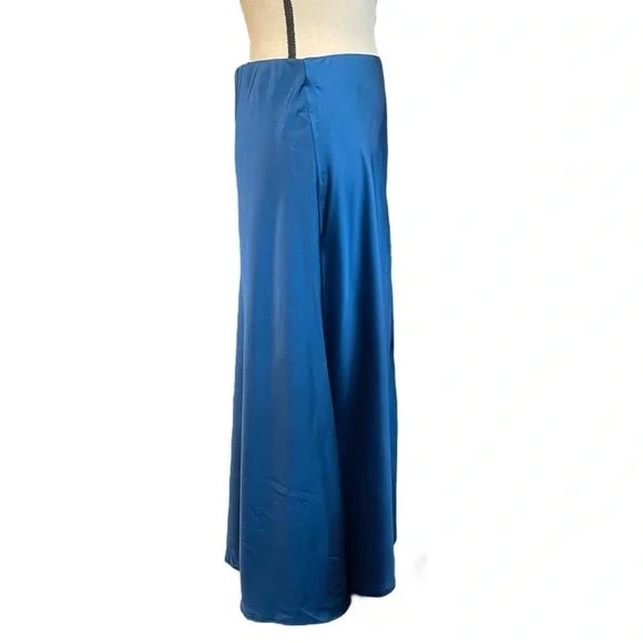 a new day jewel sapphire blue satin midi skirt women's medium - Picture 2 of 12